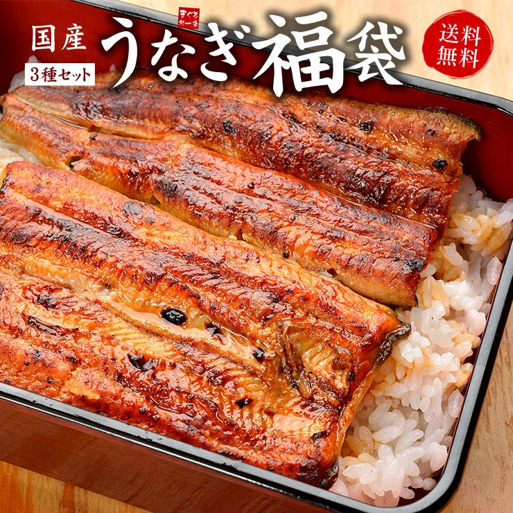 送料無料】国産うなぎ福袋（長蒲焼き160～170g、きざみうなぎ80g、うなぎ肝串焼き2本）タレ・山椒つき《not-du1》〈ue1〉yd9[[国産 うなぎ福袋] | まぐろ処一条